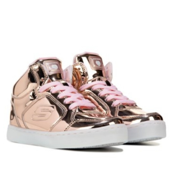 skechers light up shoes rose gold